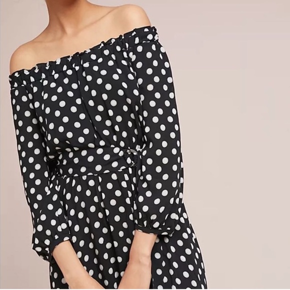 Anthropologie Maeve Gerti Midi Dress in black polka dot - Picture 2 of 13